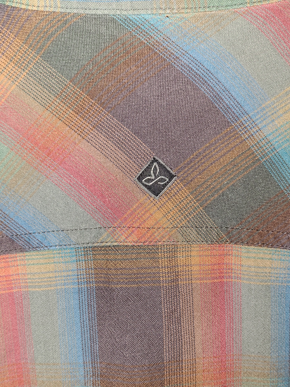 Prana Men's Pastel Plaid Button-Down Shirt in Blue, Pink, Green Organic Cotton - Picture 6 of 11